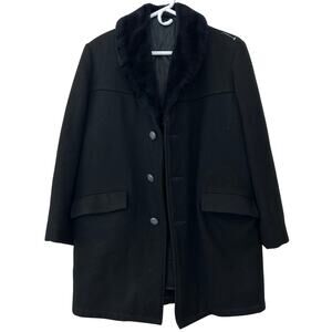 Vintage barn chore Wool jacket faux fur shawl collar Car coat 60s